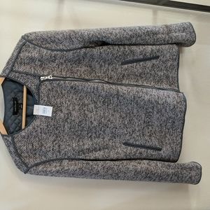 NWT, Ann Taylor Quilted Moto Jacket, Gray/Pink, Size 12